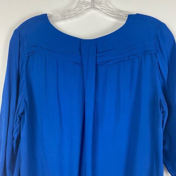 Maeve Anthropologie Royal Blue Rayon Blouse Roll Tab Sleeve Womens Size Small - Picture 8 of 10